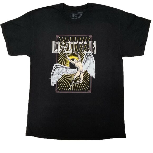 Led Zeppelin Large Icarus Black Retro Print Band Tee T-Shirt Unisex - Picture 1 of 6